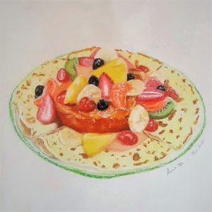 Lucie Delwaulle, Crêpes gourmandes, pastel sec - Soir