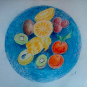 Odette Le Baron, Assiette vitaminée, crayons de couleurs